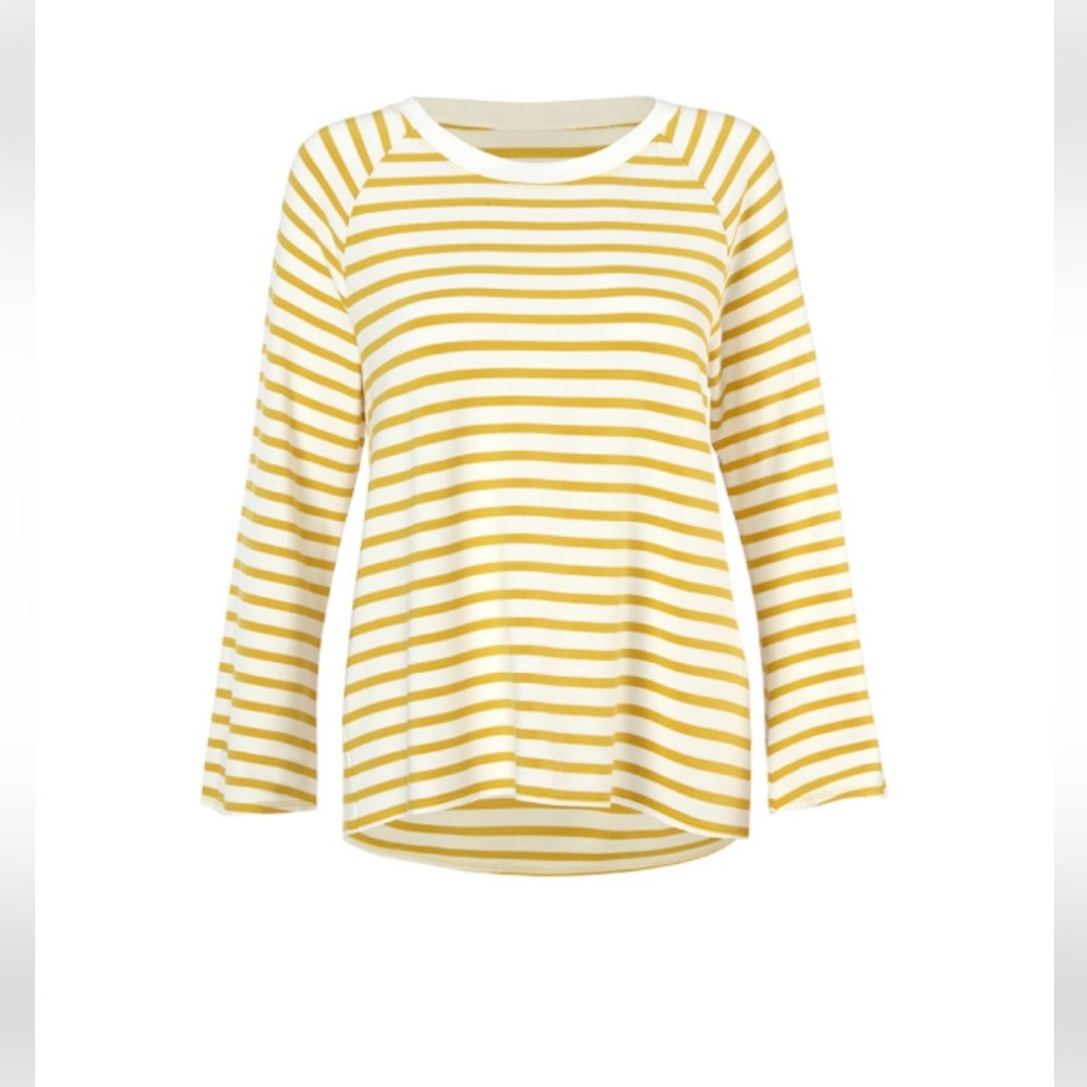 Cabi Yellow Striped Standard Sweatshirt, # 5929, Size Small